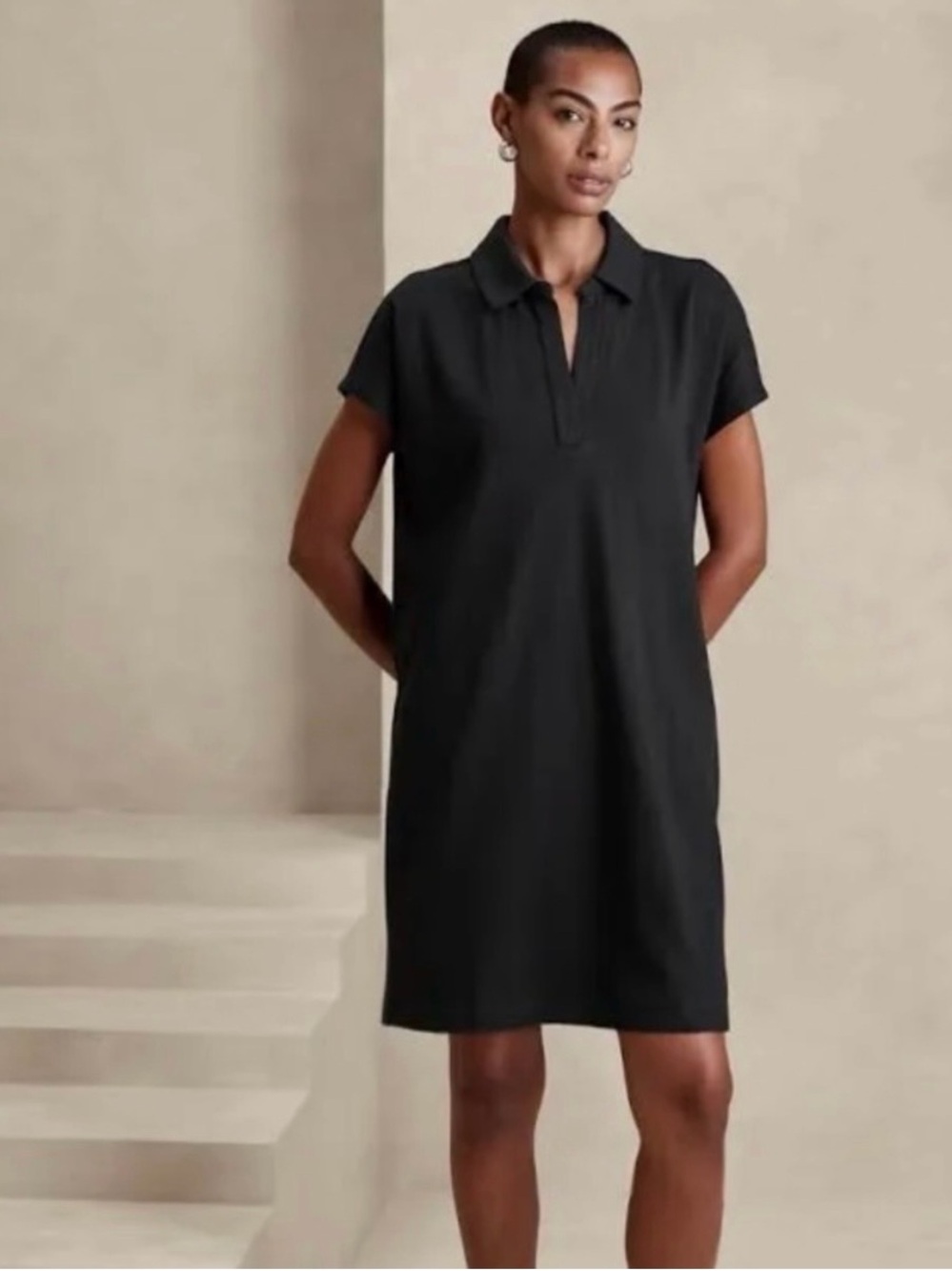 BANANA REPUBLIC COLLARED DRESS IN NAVY